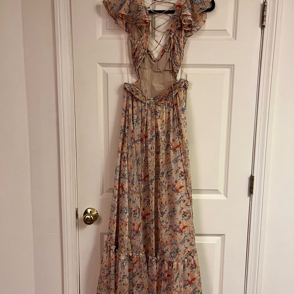ASTR The Label Primrose Floral Strappy Back Maxi Peach Dress - Picture 6 of 9